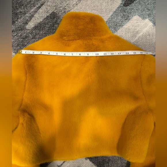 Patrizia Pepe Mustard Yellow Faux Fur Jacket Size 42 - Picture 7 of 10